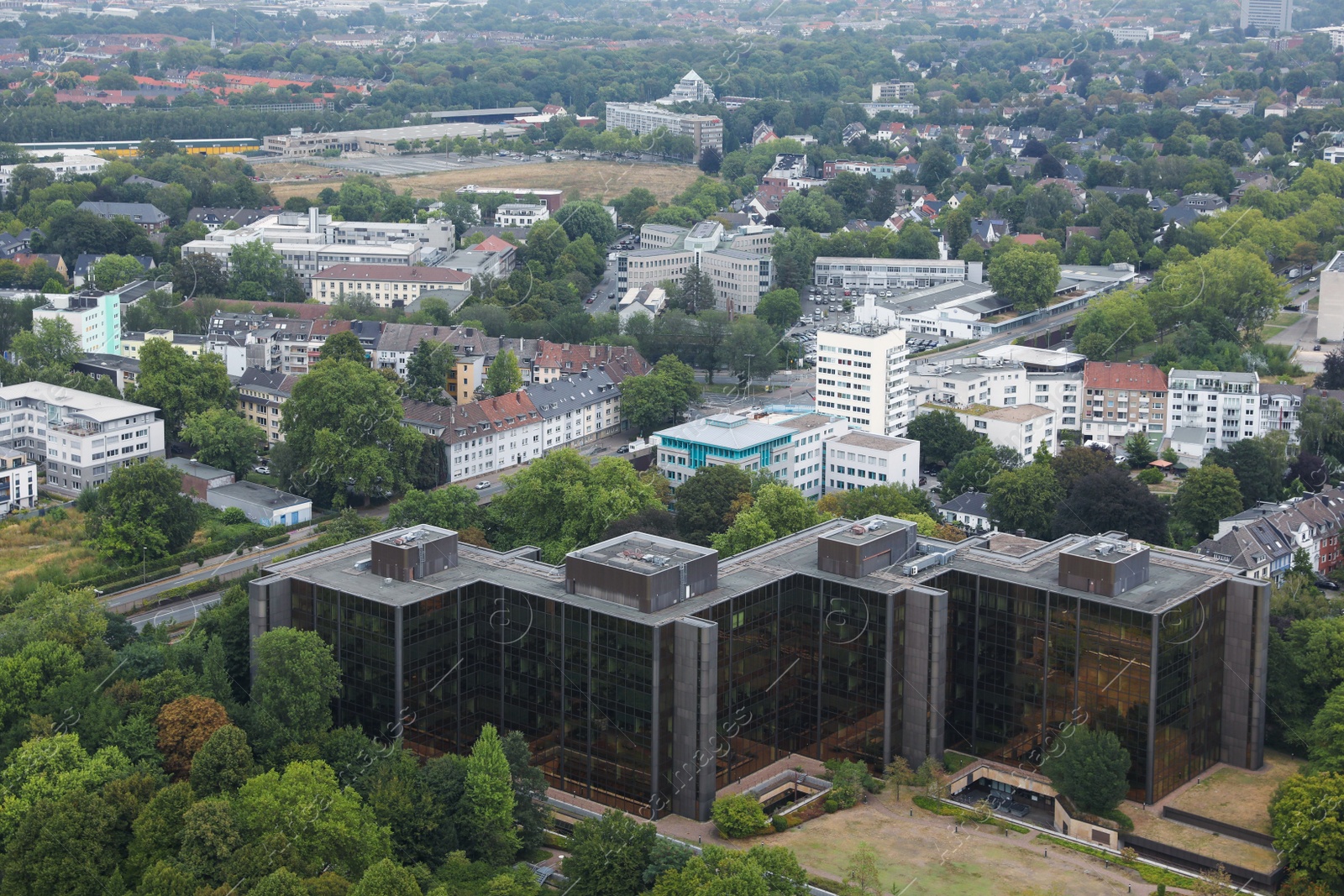 Photo of View of beautiful city with buildings and trees