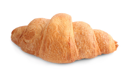 Photo of Tasty fresh crispy croissant isolated on white