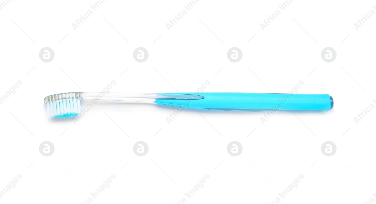 Photo of Color toothbrush on white background. Dental care