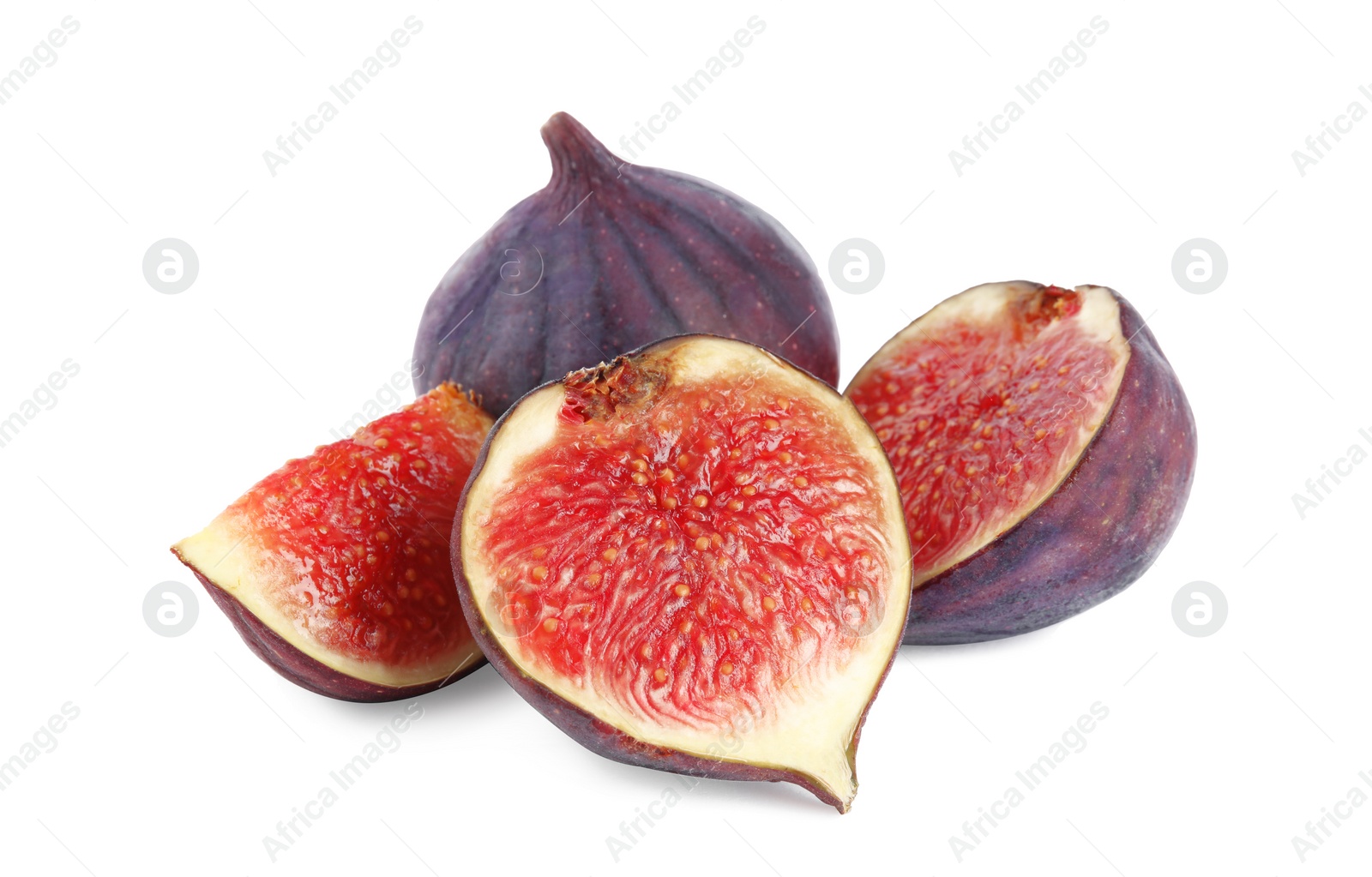 Photo of Tasty fresh fig fruits on white background