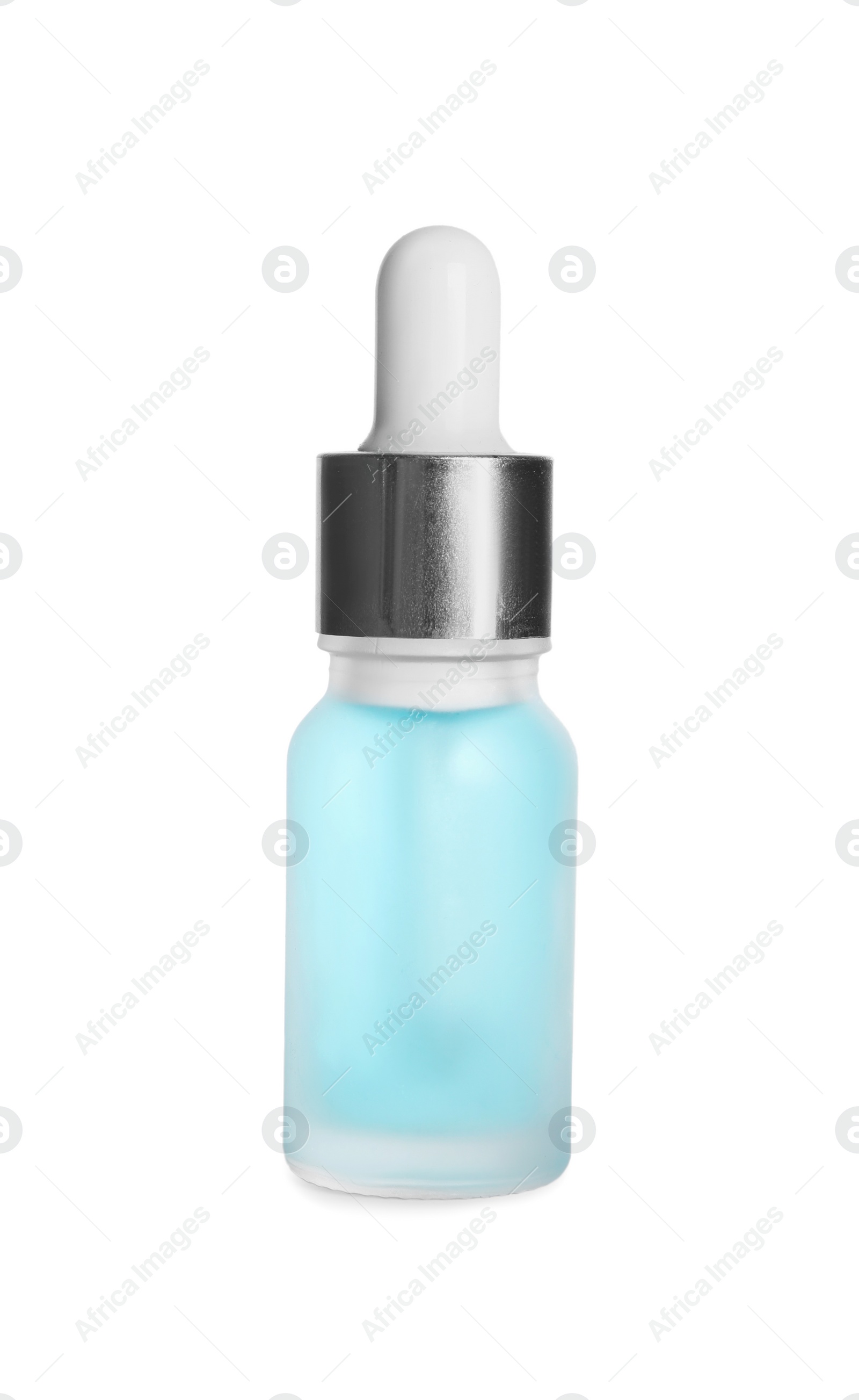 Photo of One bottle of cosmetic serum isolated on white