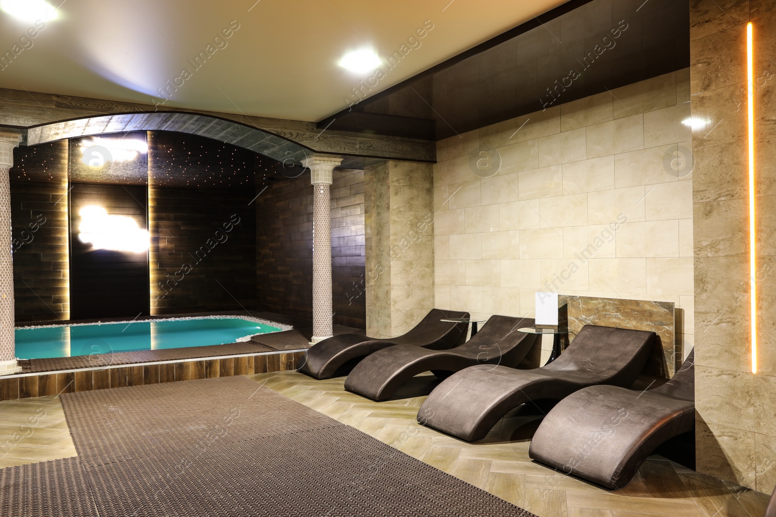 Photo of Modern interior of luxury spa center hall