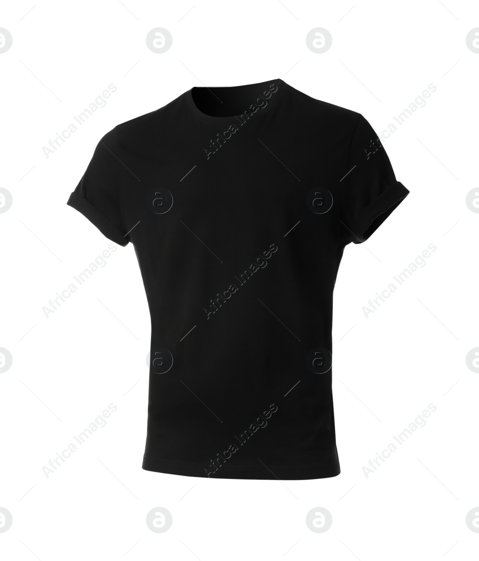 Photo of Black men's t-shirt isolated on white. Space for design