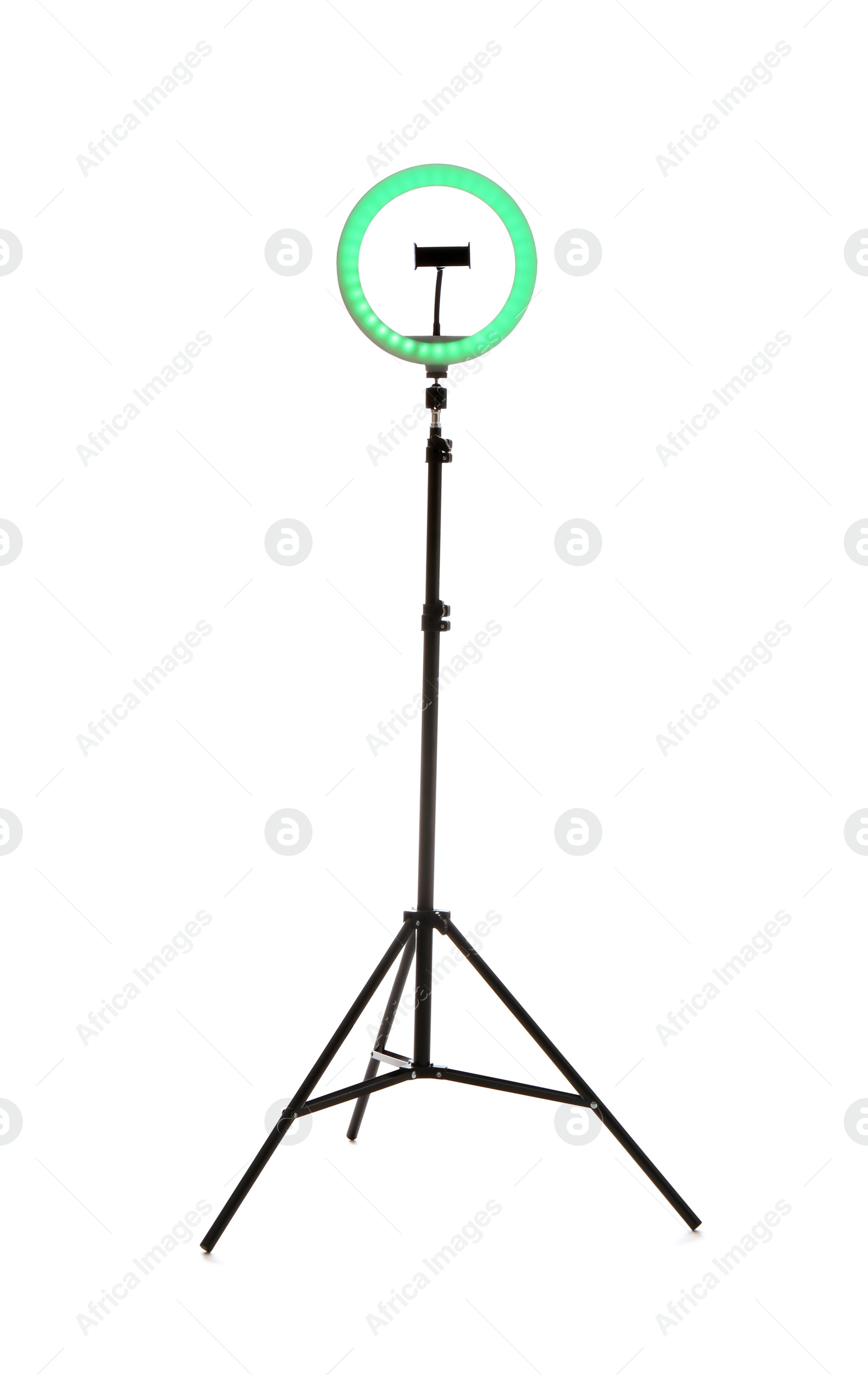 Photo of Tripod with ring light isolated on white