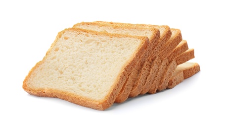 Sliced toast bread on white background