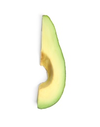 Slice of avocado on white background