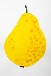 Photo of Child's painting of pear on white paper