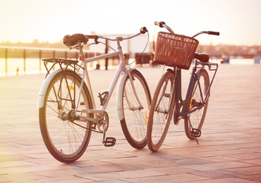 Photo of Modern bicycles outdoors on summer day