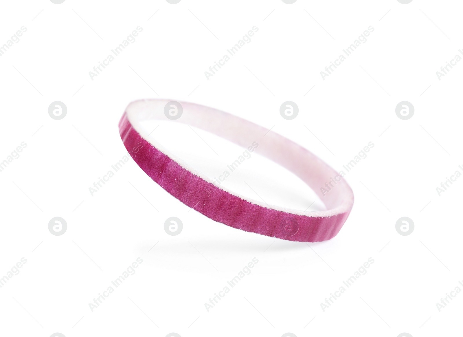 Photo of Sliced red onion ring on white background