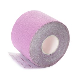 Photo of Violet kinesio tape in roll on white background
