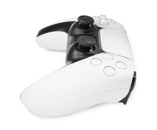 Photo of One wireless game controller isolated on white
