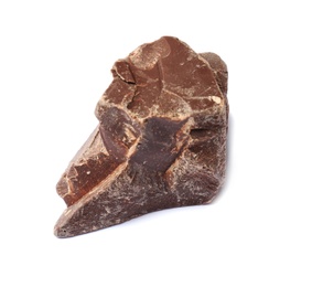 Photo of Delicious chocolate chunk on white background