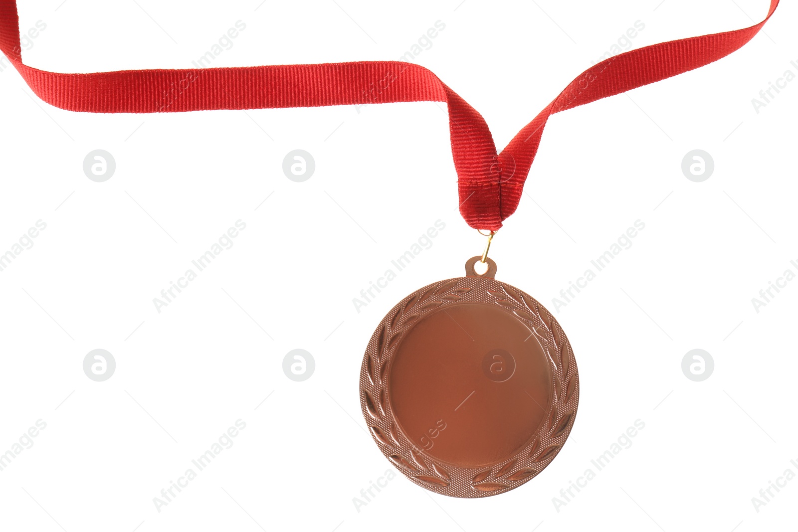 Photo of Bronze medal isolated on white. Space for design