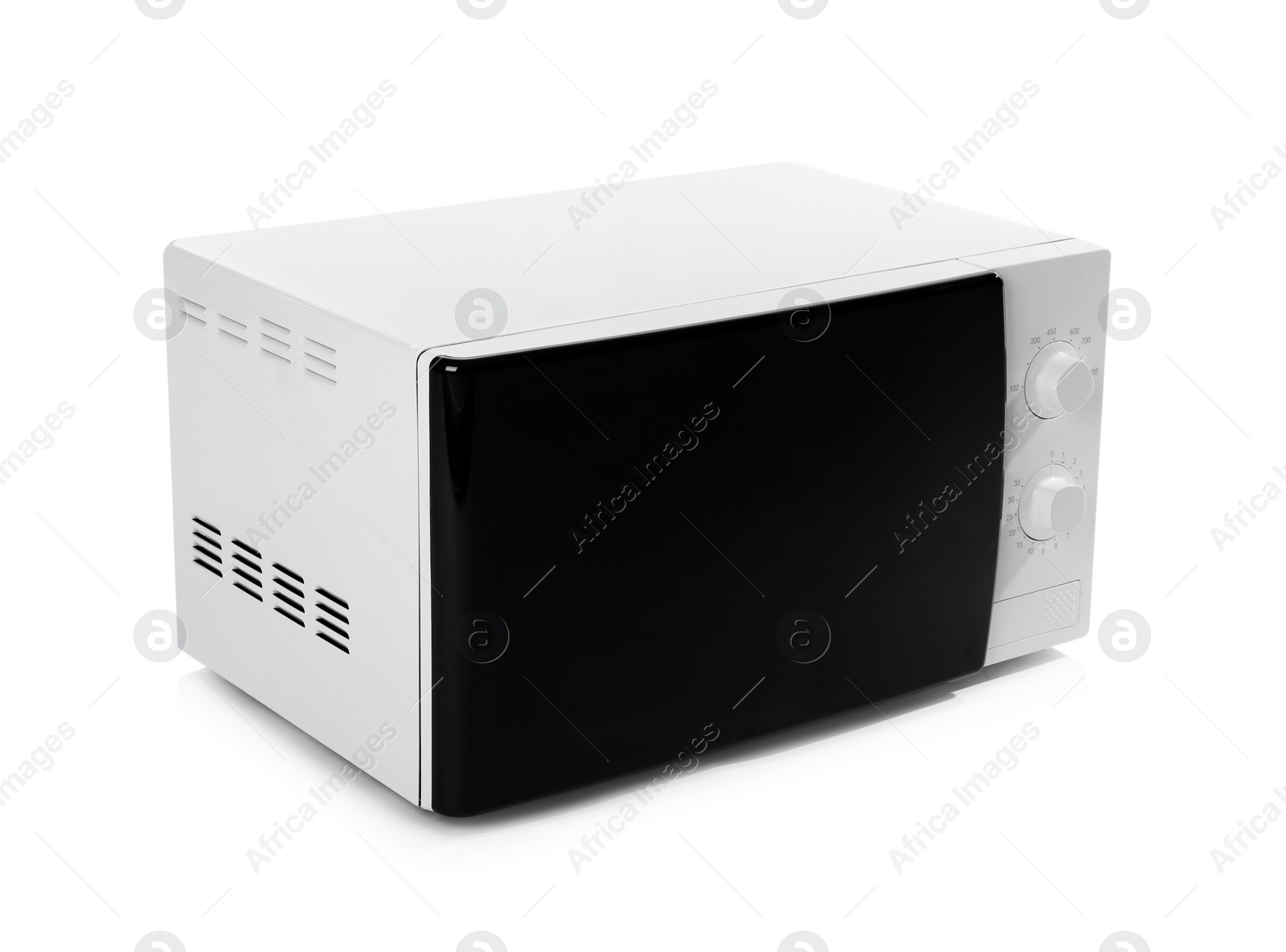 Photo of Modern microwave oven on white background. Kitchen appliance