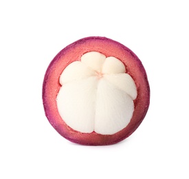 Delicious cut mangosteen fruit isolated on white