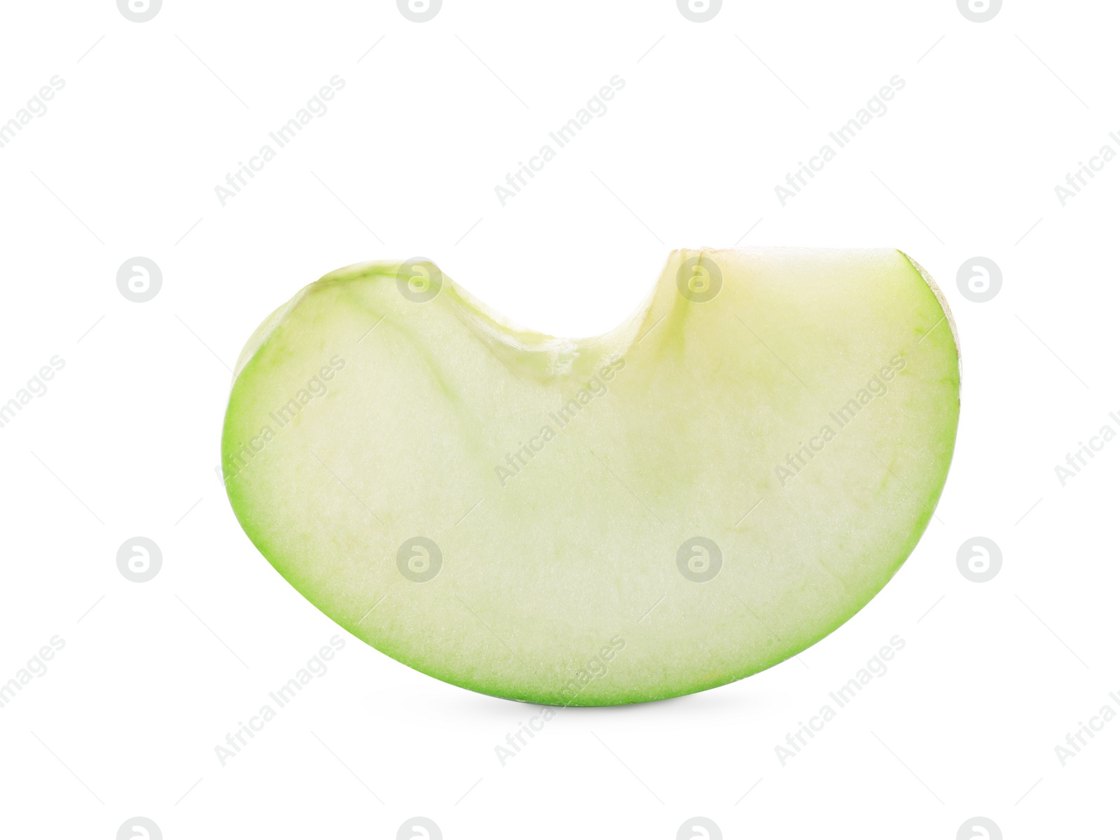 Photo of Slice of juicy apple on white background