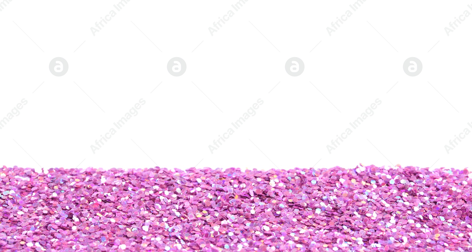 Photo of Many beautiful shiny paillettes against white background