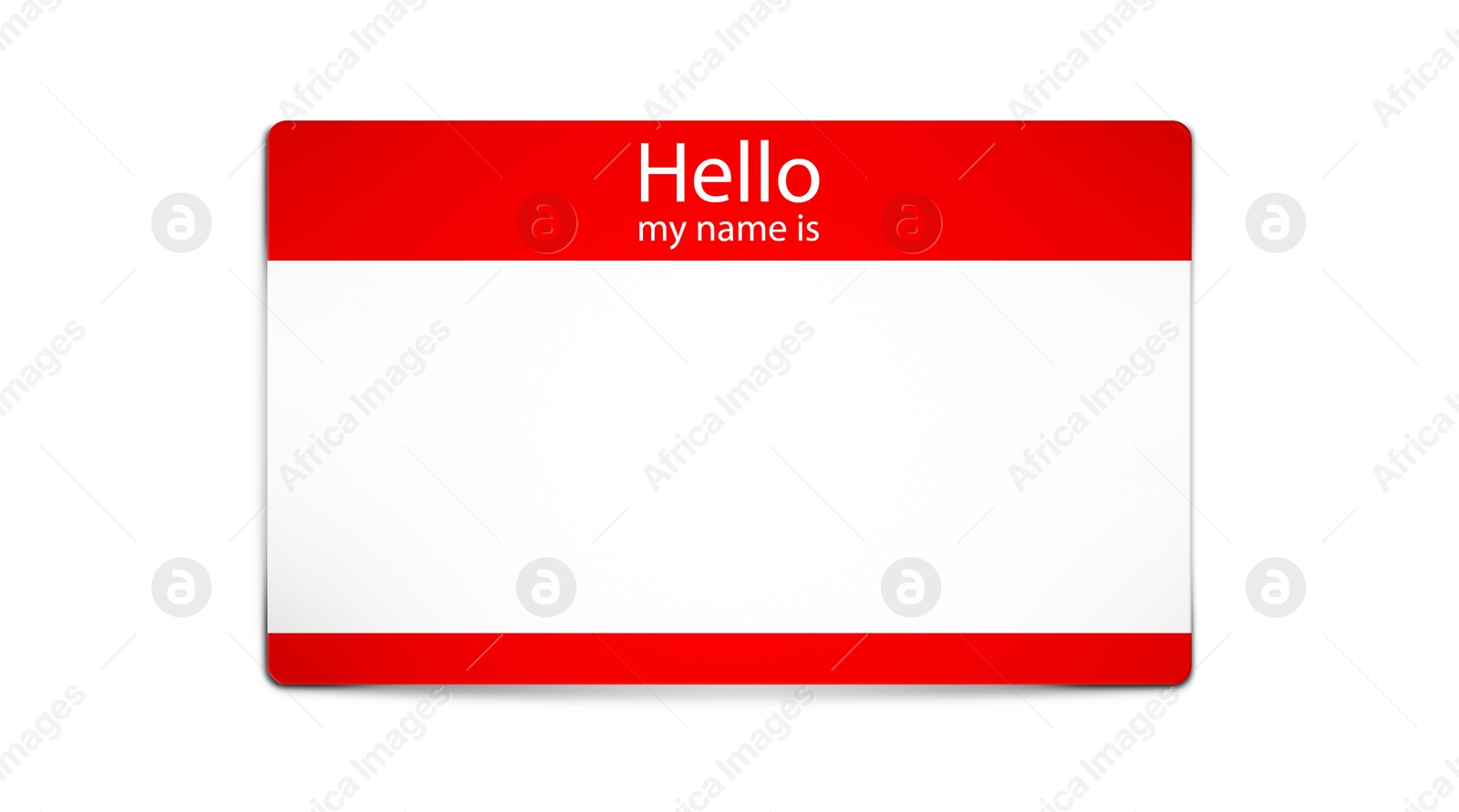 Illustration of Card with text Hello my name is on white background, illustration. Mockup for design 