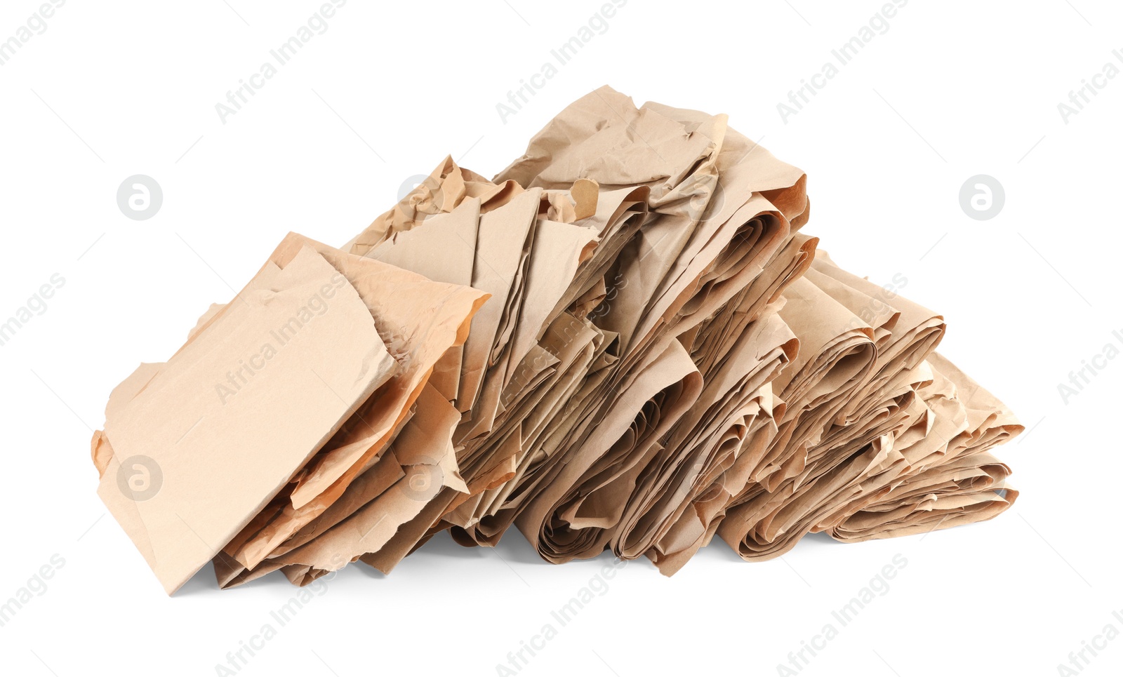 Photo of Pile of waste paper isolated on white