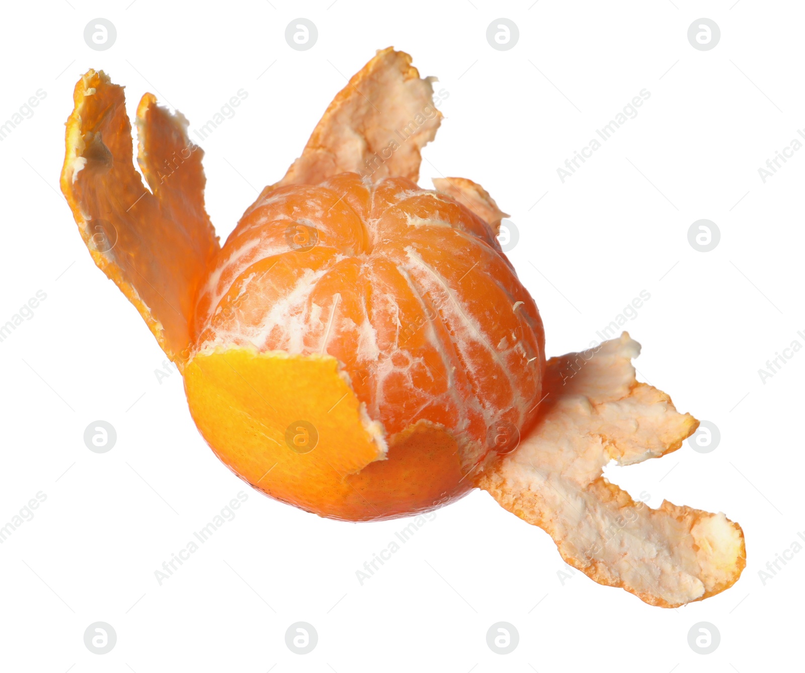 Photo of One fresh ripe tangerine isolated on white