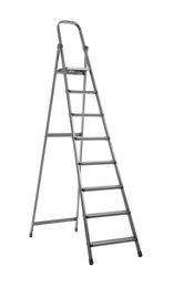 Modern metal stepladder isolated on white. Construction tool