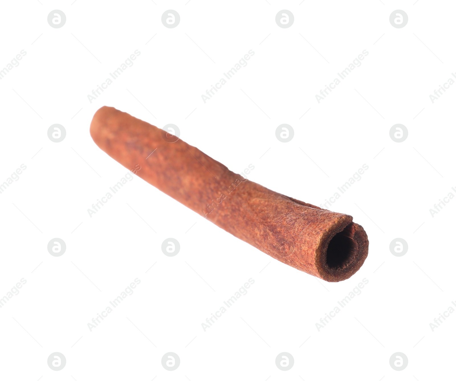 Photo of One aromatic cinnamon stick isolated on white