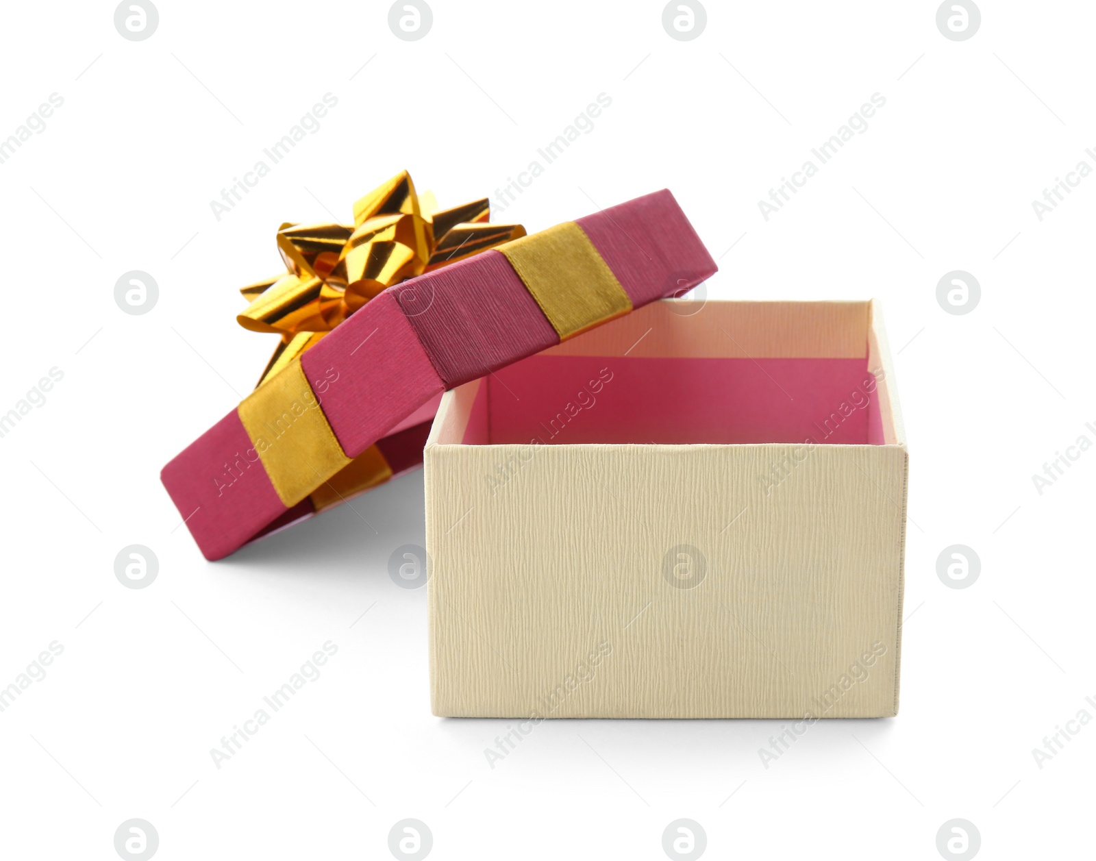 Photo of Beautiful gift box with bow on white background