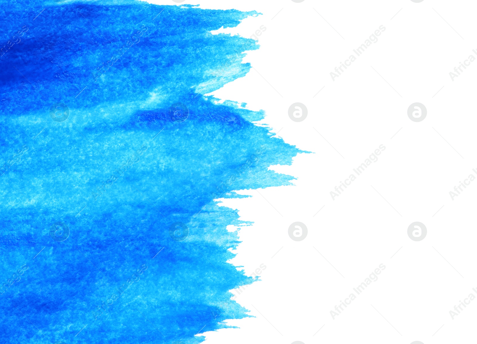 Photo of Abstract brushstroke of blue paint isolated on white. Space for text