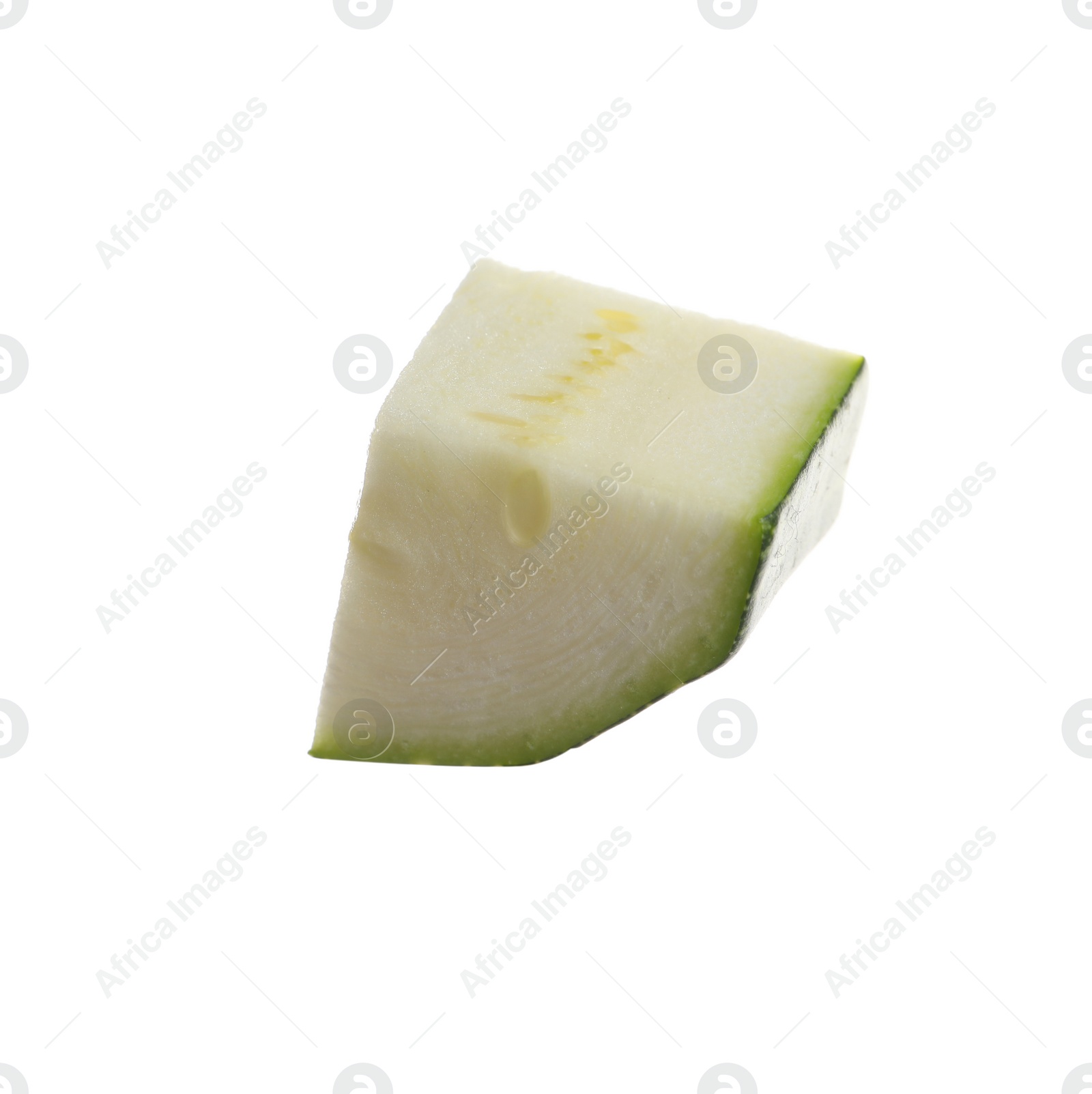 Photo of Piece of green ripe zucchini isolated on white