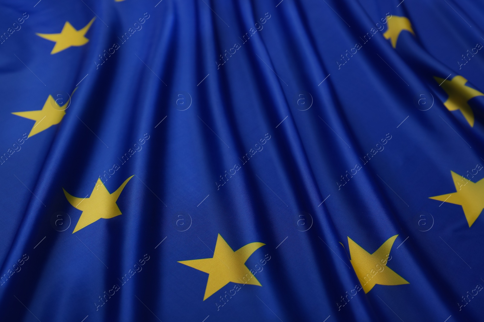 Photo of Flag of European Union as background, closeup view