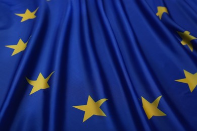 Flag of European Union as background, closeup view