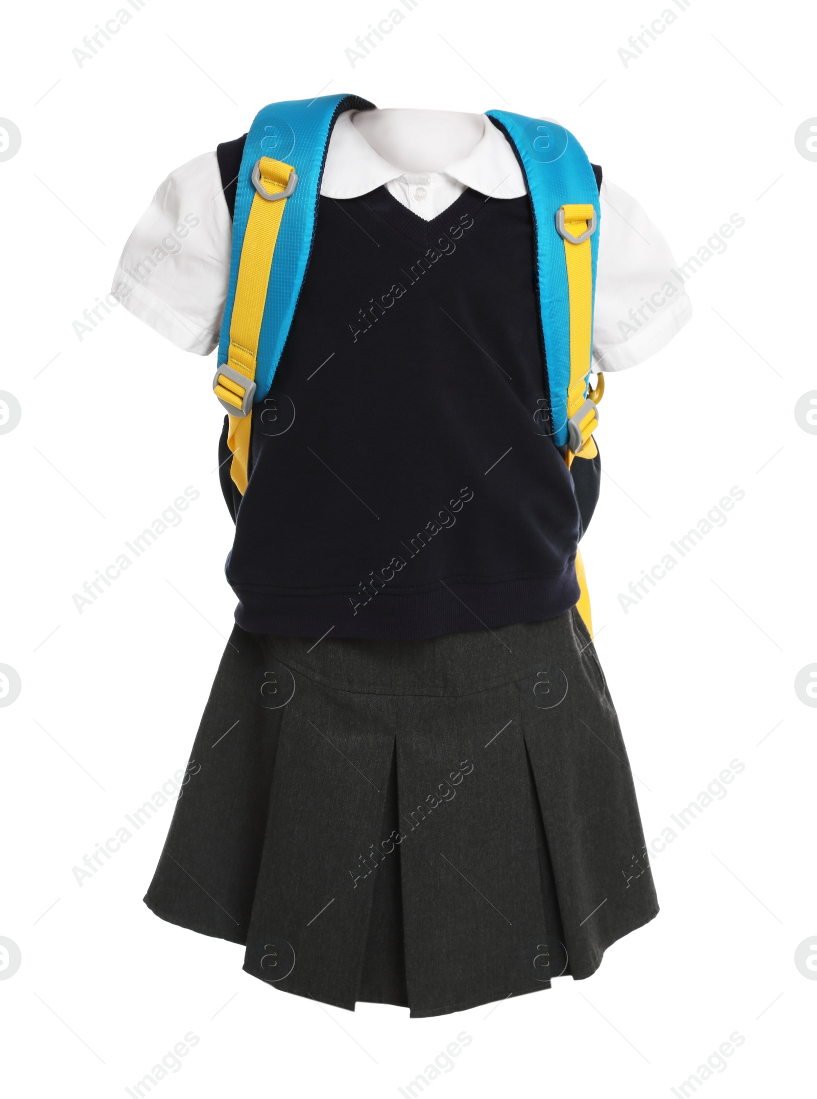 Image of School uniform for girl on white background