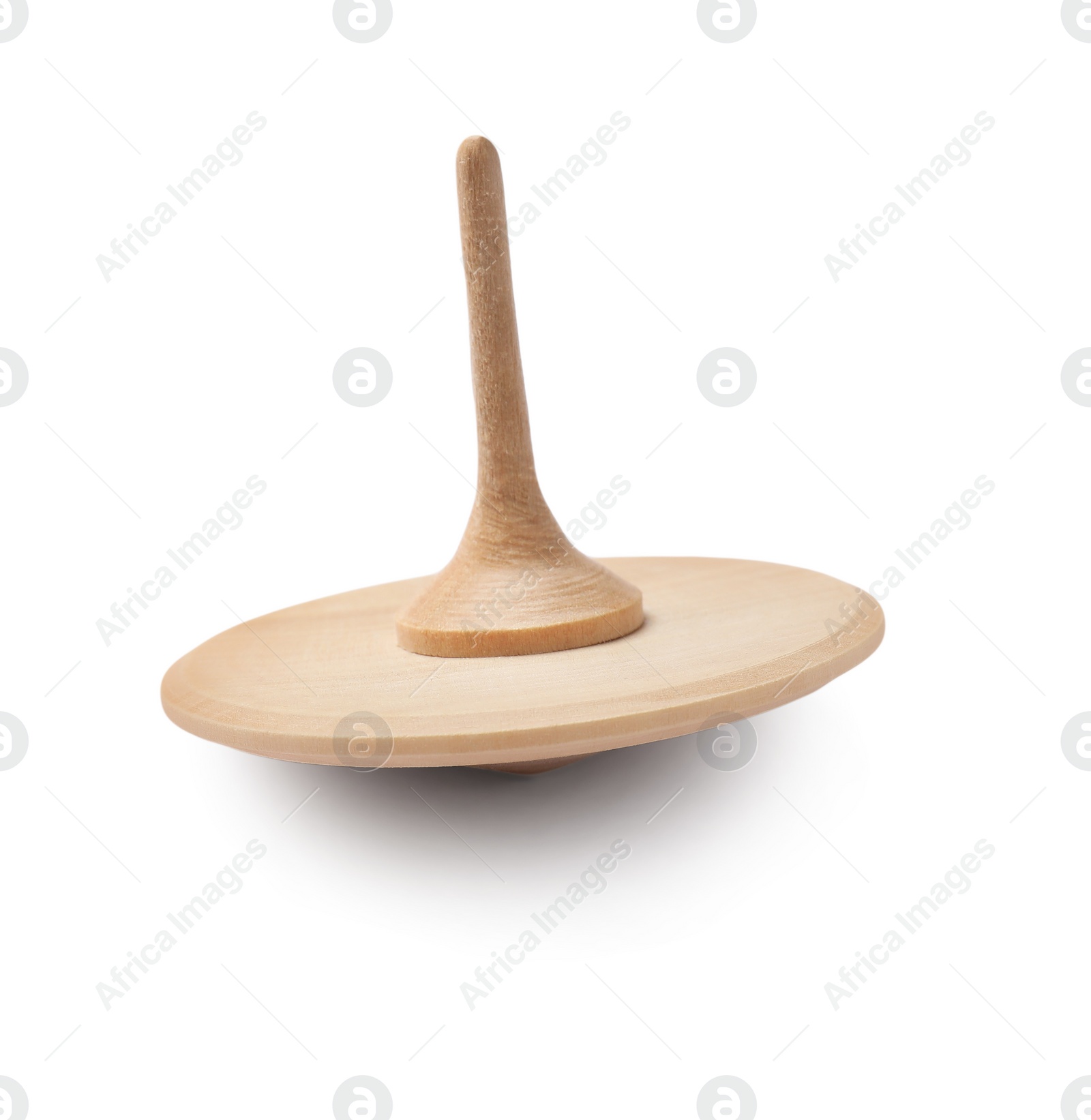 Photo of One wooden spinning top isolated on white