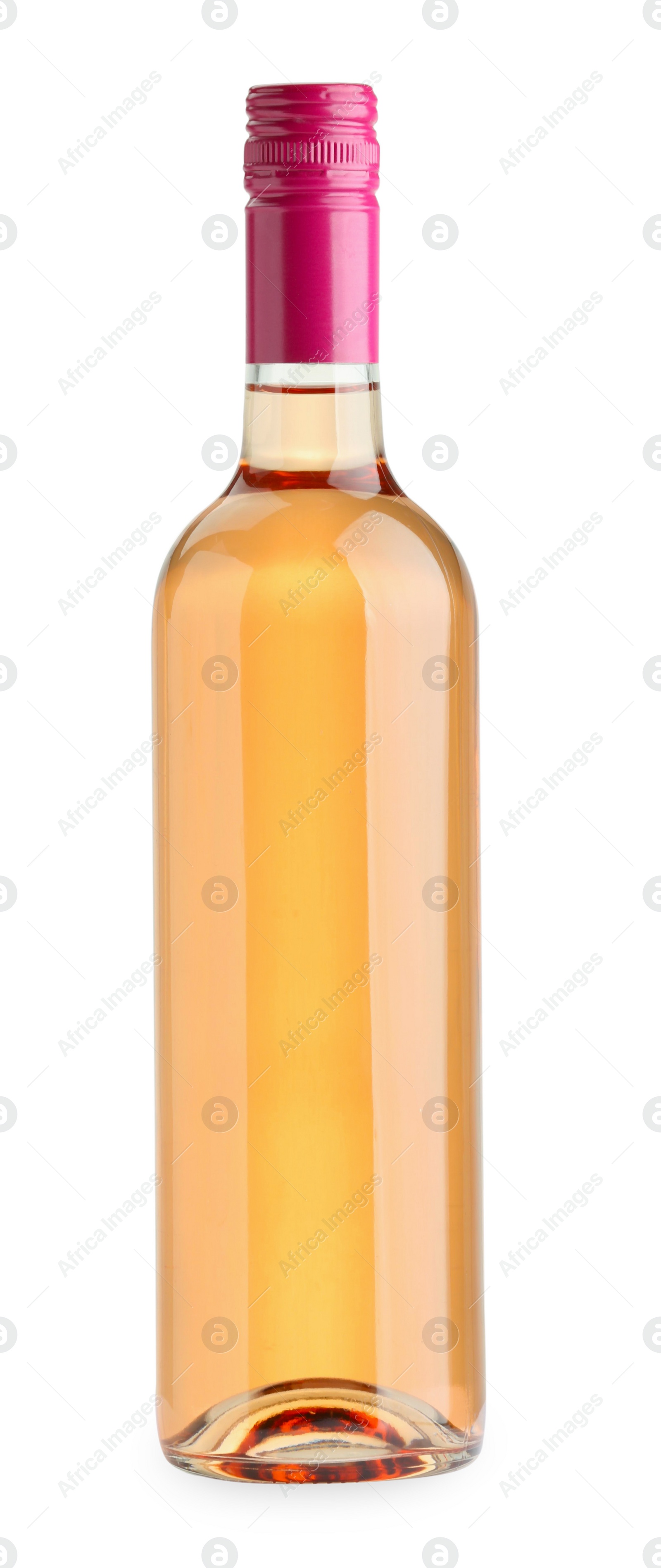 Photo of Bottle of expensive rose wine isolated on white