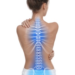 Image of Woman with healthy spine on white background, back view