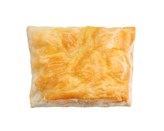 Photo of Delicious fresh puff pastry isolated on white, top view