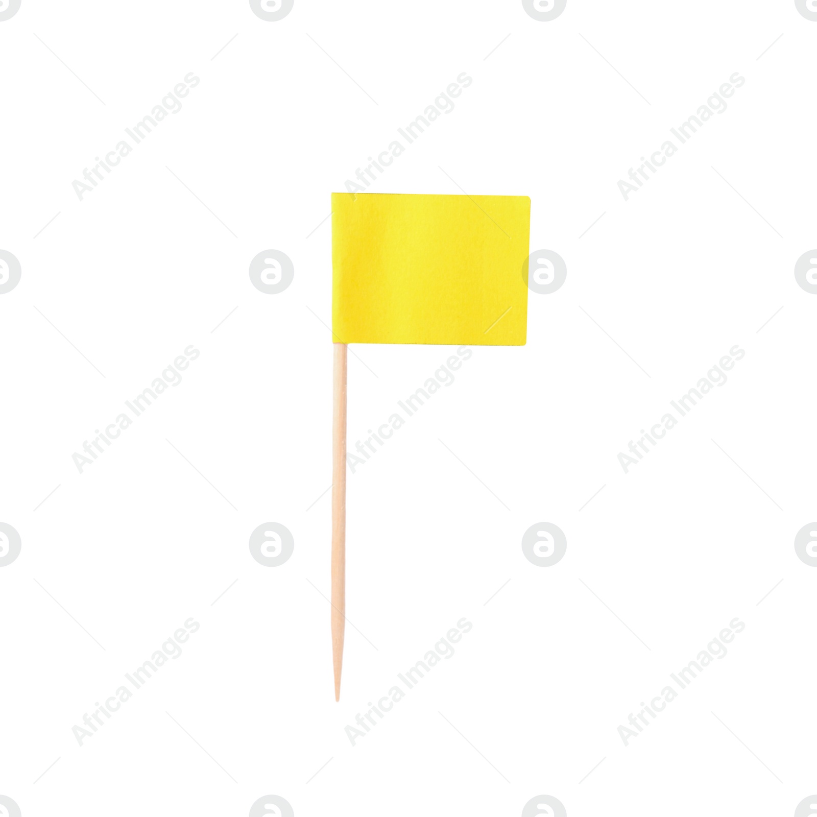 Photo of Small yellow paper flag isolated on white