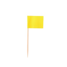 Photo of Small yellow paper flag isolated on white