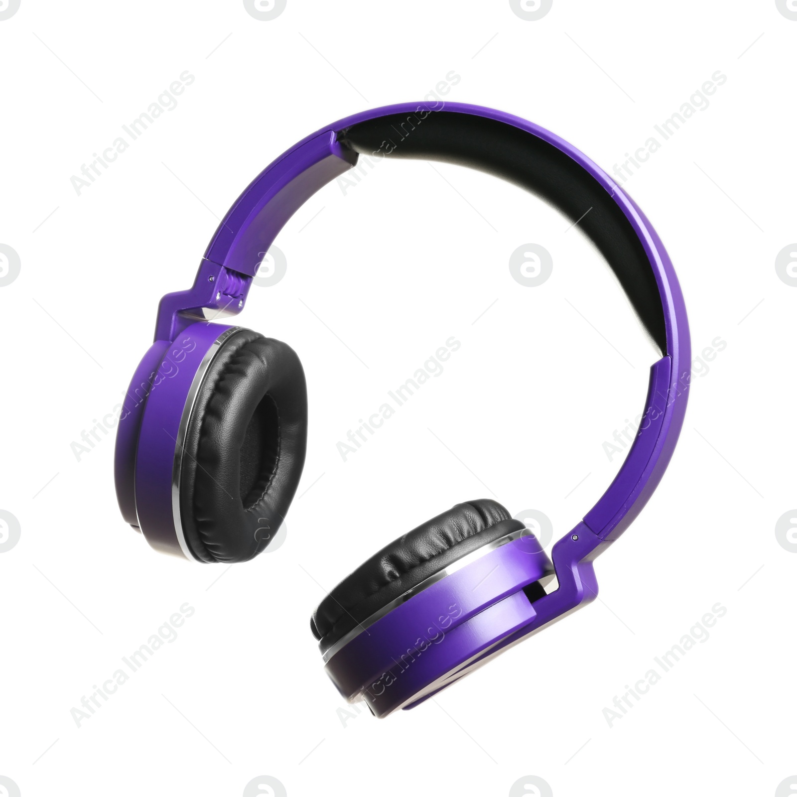 Photo of Stylish headphones with pads on white background