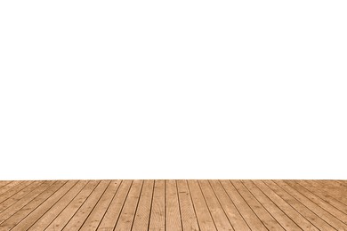 Image of Empty wooden surface isolated on white. Mockup for design