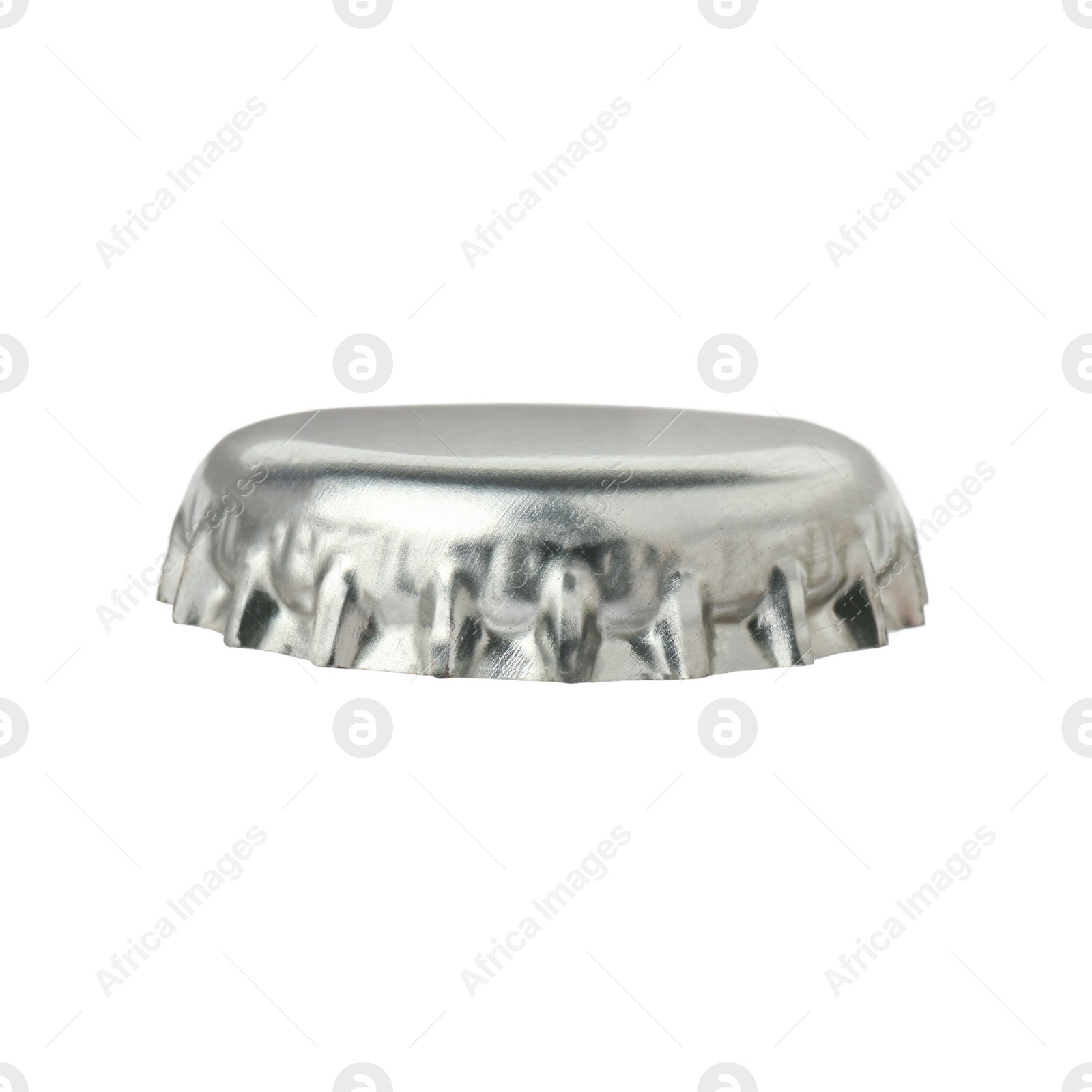Photo of One silver beer bottle cap isolated on white