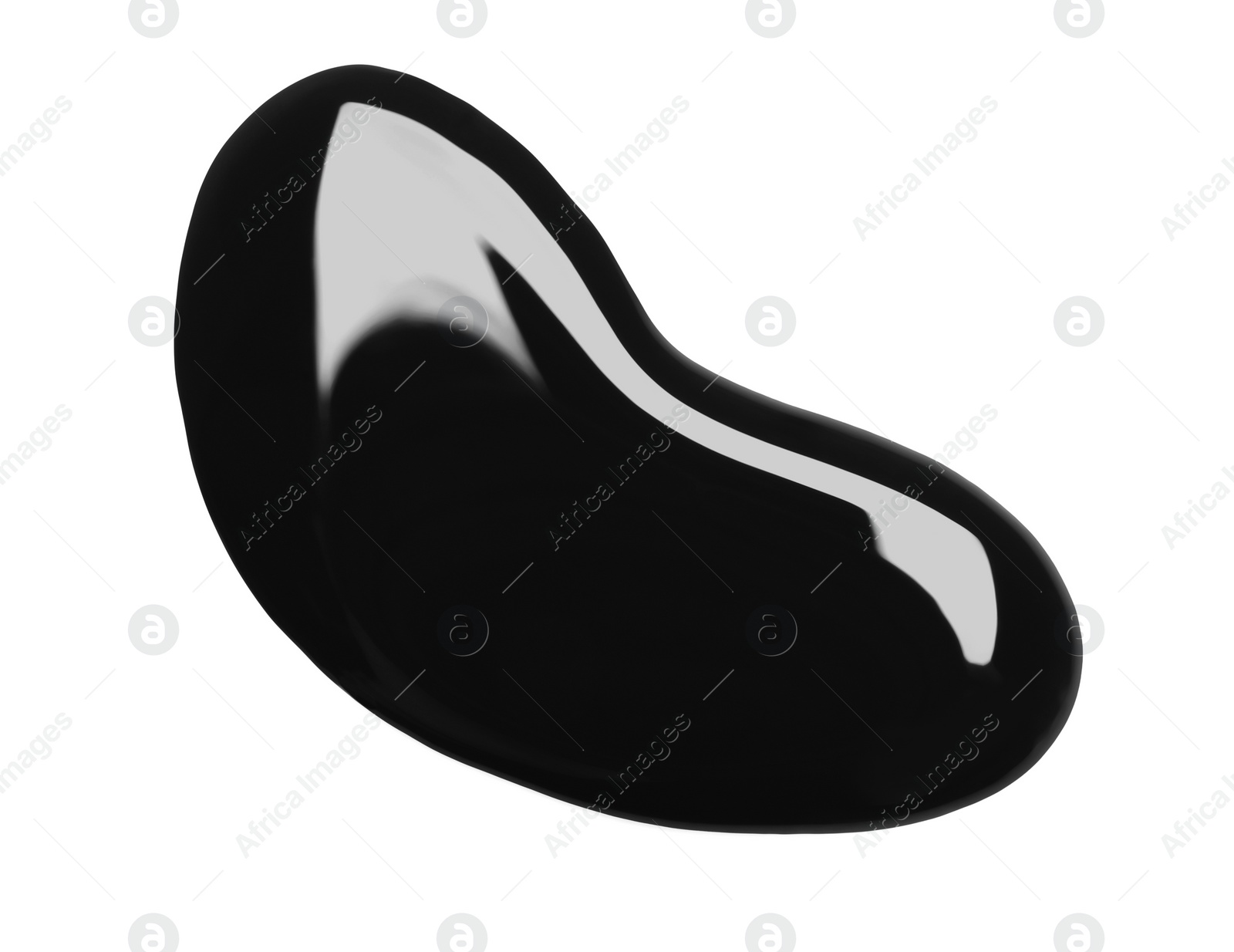 Photo of Sample of black glossy paint on white background