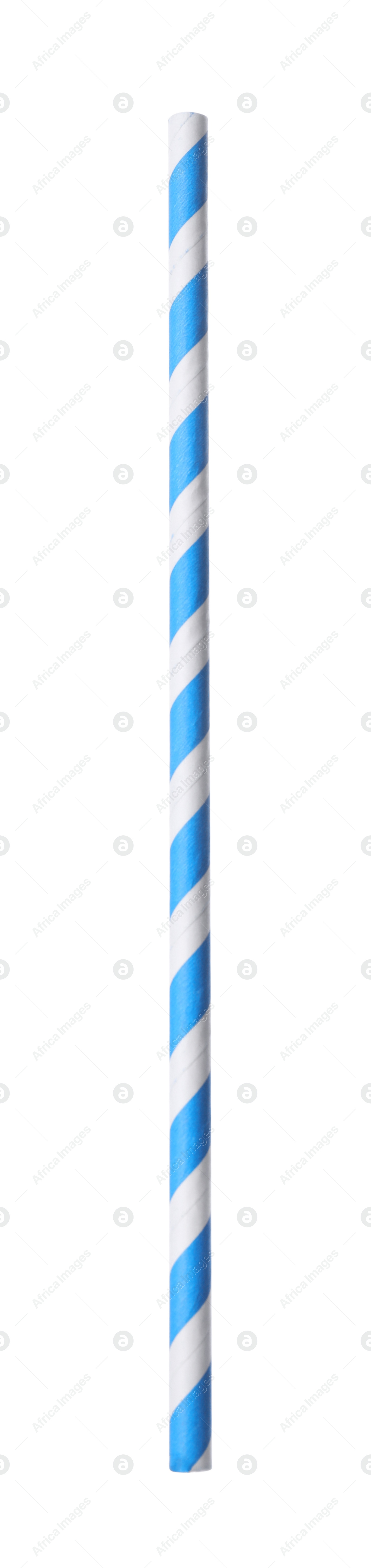 Photo of Light blue paper cocktail tube isolated on white