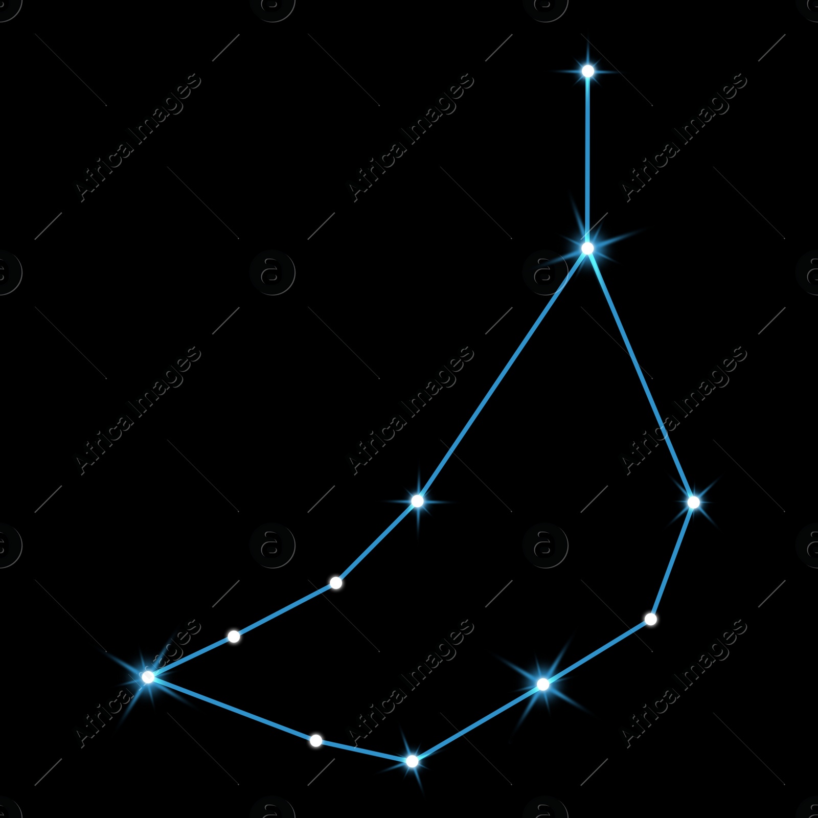 Image of Capricornus (Capricorn) constellation. Stick figure pattern on black background