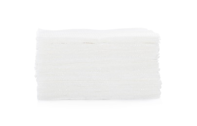 Photo of Stack of paper tissues on white background