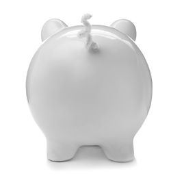 Cute piggy bank on white background. Money saving