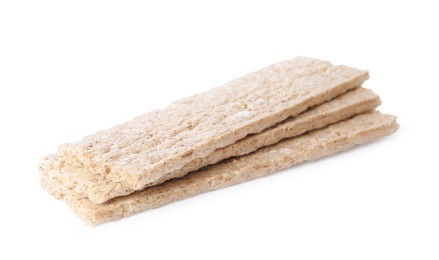 Photo of Tasty fresh rye crispbreads isolated on white