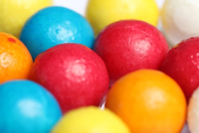 Photo of Many tasty bubble gums as background, closeup