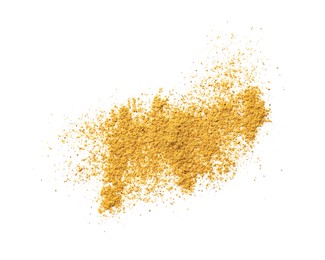 Photo of Dry curry powder isolated on white, top view