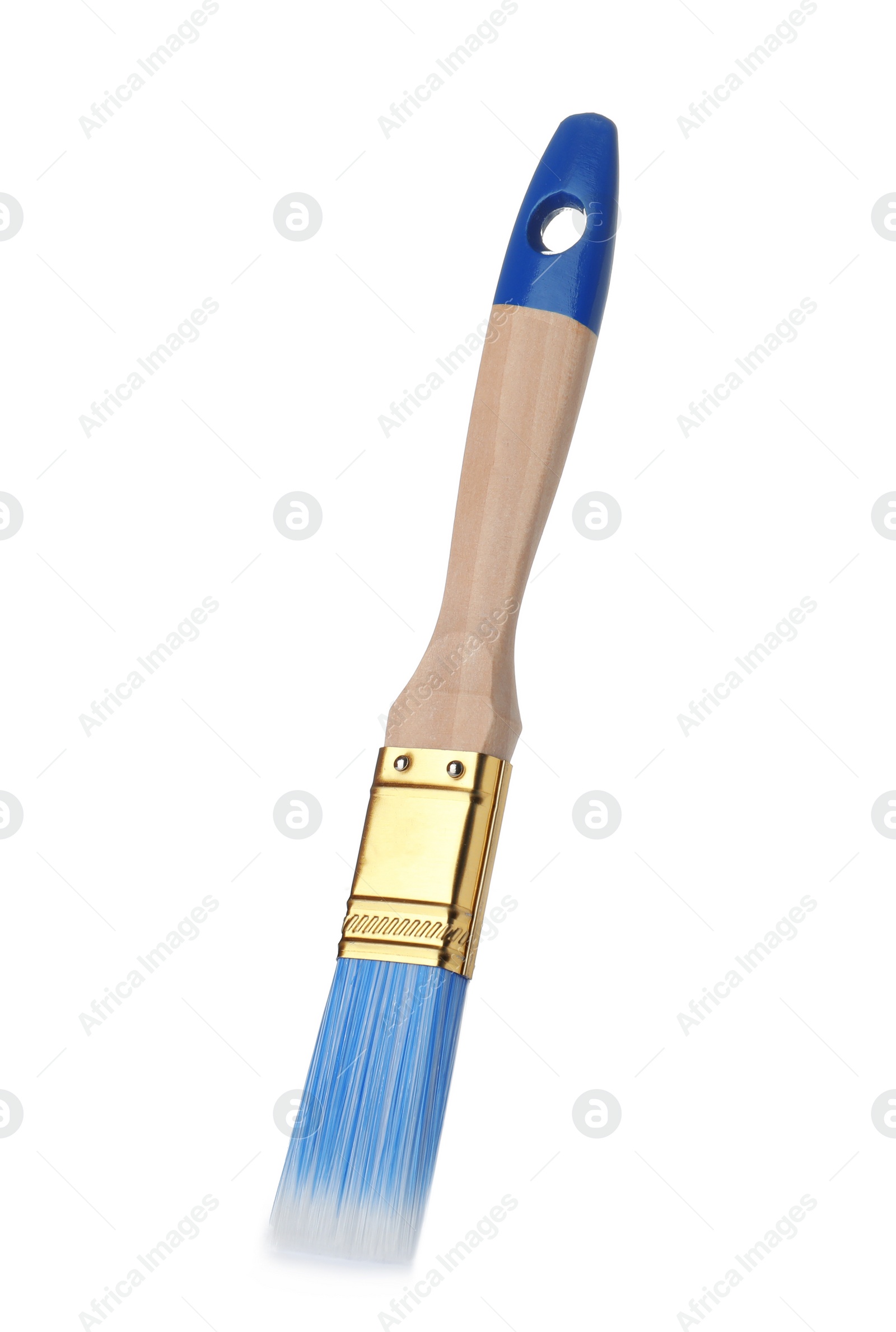 Photo of New paint brush on white background. Decorating tool